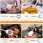 Stainless steel cooking utensils, 4-piece metal kitchen utensil set - Image 3